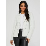 Faux Double-Breasted Boucle Blazer