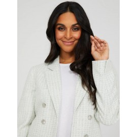 Faux Double-Breasted Boucle Blazer