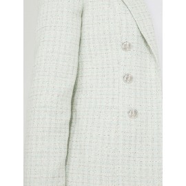 Faux Double-Breasted Boucle Blazer