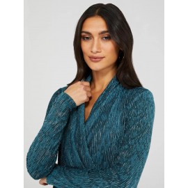 Textured Glitter Velvet Crossover Top