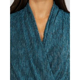 Textured Glitter Velvet Crossover Top