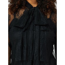 Floral Lace Bow Blouse With Cami
