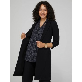 Long Blazer With 3/4 Ruched Sleeves