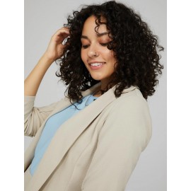Long Blazer With 3/4 Ruched Sleeves