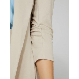 Long Blazer With 3/4 Ruched Sleeves