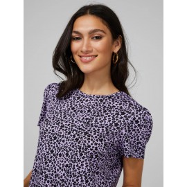 Printed Textured T-Shirt With Smocked Bottom Band