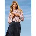 Printed Chiffon Blouse With Neck Tie