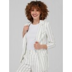 Striped 3/4 Sleeve Blazer With Ruching