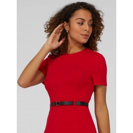 Short Sleeve Midi Dress With Belt