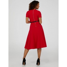 Short Sleeve Midi Dress With Belt