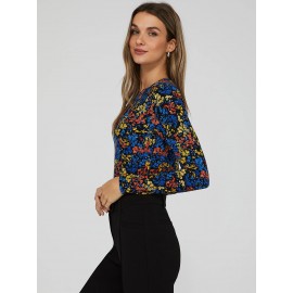 Floral Print Keyhole Front Top