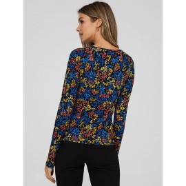 Floral Print Keyhole Front Top